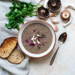 vegan mushroom and blackbean soup